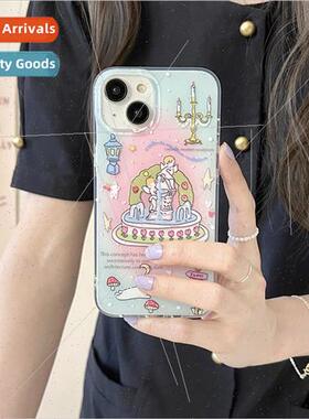 Girls cartoon cupid fountain 适用 Apple 13/14ProMax chain iP