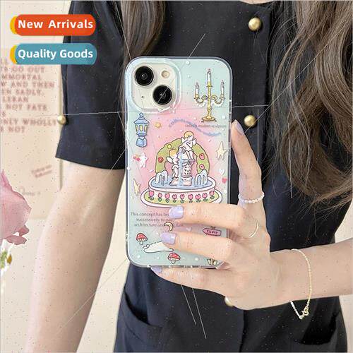 Girls cartoon cupid fountain 适用 Apple 13/14ProMax chain iP