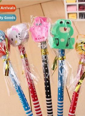 Cute animal eraser head pencil cartoon with eraser pencil cr