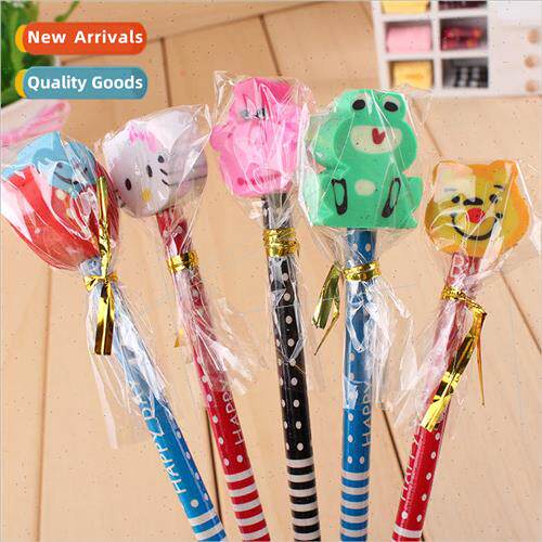 Cute animal eraser head pencil cartoon with eraser pencil cr