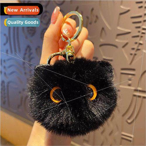 Cartoon plush otter hair black cinderblock keychain pendant
