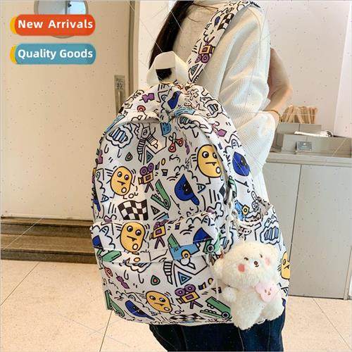 ins cute graffiti shoulder bag female new cartoon large capa