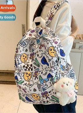 ins cute graffiti shoulder bag female new cartoon large capa