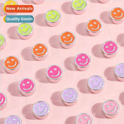 Macaron alloy oil drop smiley flat beads DIY handmade beads