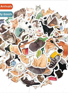 Cute cat hand-painted stationery stickers 54 cartoon diary l