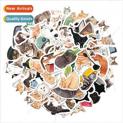 Cute cat hand-painted stationery stickers 54 cartoon diary l