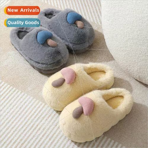 Couple indoor -slip mushroom cotton slippers female thick bo