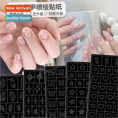 Nail art hollow airbrush template stickers airbrush gradient