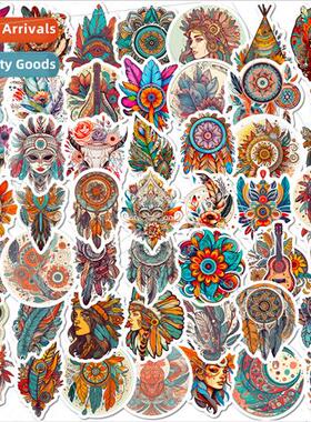 50 bohemian stickers retro exotic classical PVC luggage note