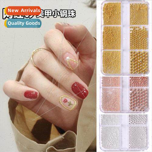 Nail steel beads gold and silver size mixed pack half round