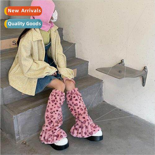 Pink sexy leopard print sockliner plush thickened warm Japan
