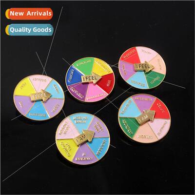 Duo My Feelings Alphabet Carousel Rotatable Brooch Ornament