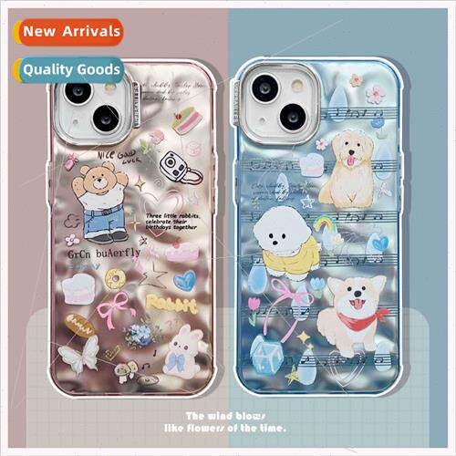 Blue background cartoon music dog 适用 iPhone 13 case 14ProM