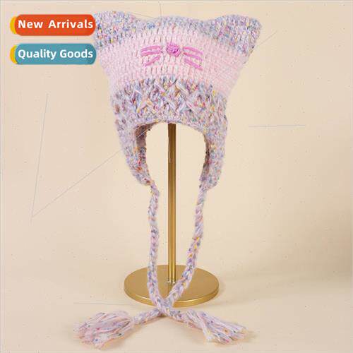 Korean  of the handmade rainbow wool cap children cat ears k