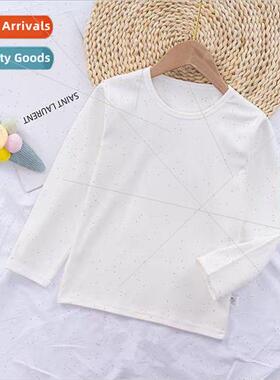 Containing cotton childrens solid color bottoming shirt spri