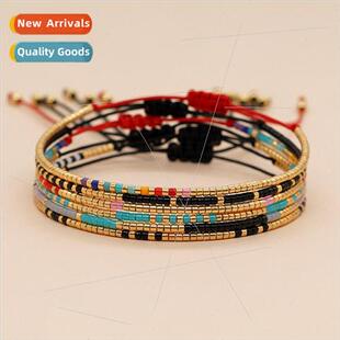 Vintage Style Colorful Rice Beads che Morse Code Bracelet Pr