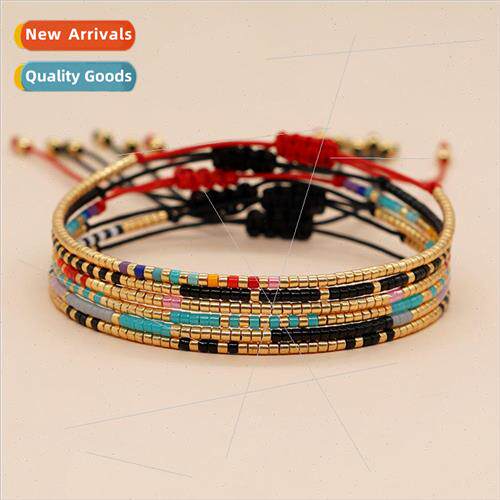 Vintage Style Colorful Rice Beads che Morse Code Bracelet Pr
