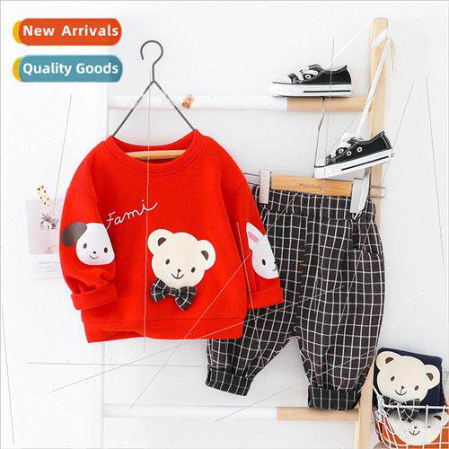 Boys fall suit cute children cartoon top pants two-piece bab