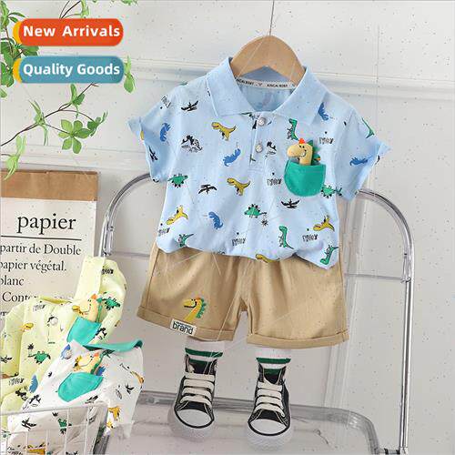Boys suit summer fashion polo shirt jeans two-piece Korean