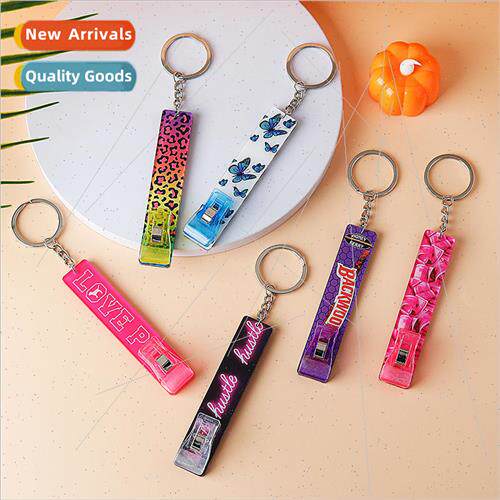 Contactless card skimmer clip acrylic keychain ring pendant