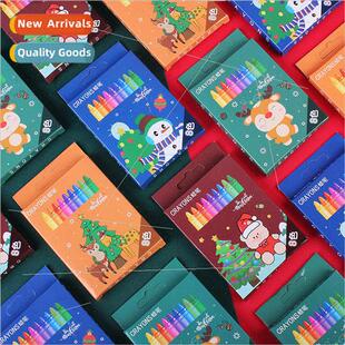 Cartoon Christmas 8 colors crayons set coloring doodle art b