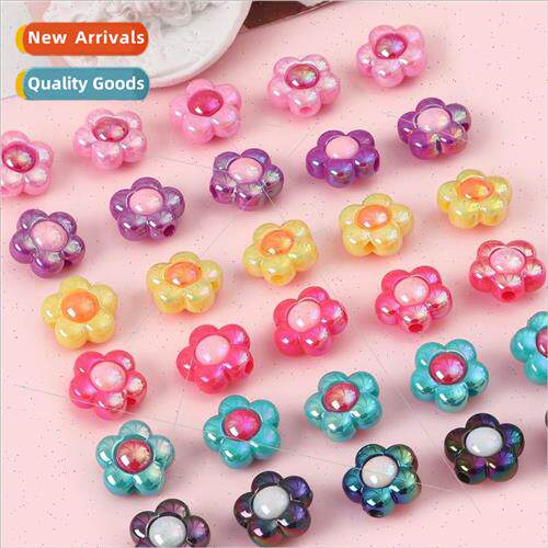 Acrylic dazzling color plating sunflower two-color beads loo