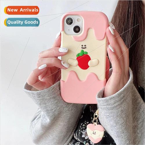 适用 apple 13 silicone cream strawberry xr phone case iphone
