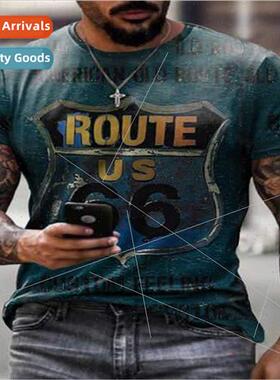 2023 summer  casual fashion mens 3D T-shirt color blocking p