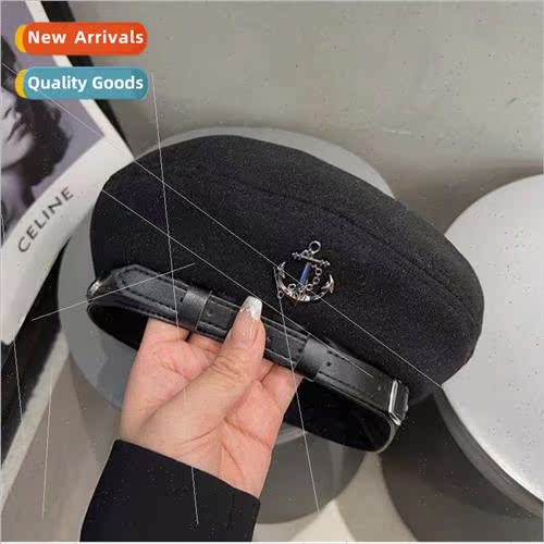 Autumn and winter black tweed beret children Japanese belle