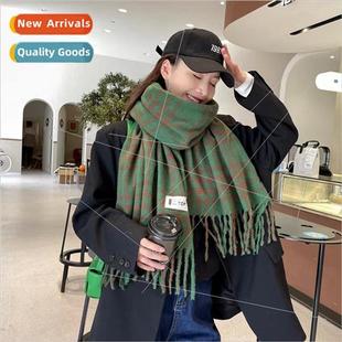 fall thick ins Korean winter and female scarf plaid new 2022