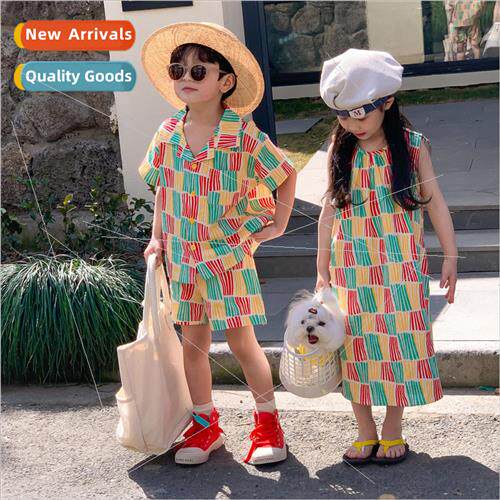 Child brother and sister outfit 2023 summer section boys and
