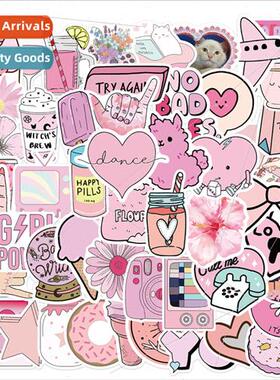 50 cartoon pink girl graffiti stickers luggage guitar skateb