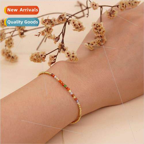 New gold bead semi-precious stone transfer bead bracelet wom