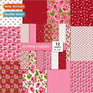 pink flowers handbook pack scrapbooking album 12pcs DIY