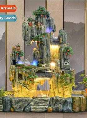 Large floor rockery water fountain feng shui wheel fish pond