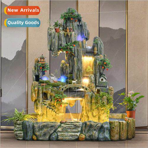 Large floor rockery water fountain feng shui wheel fish pond