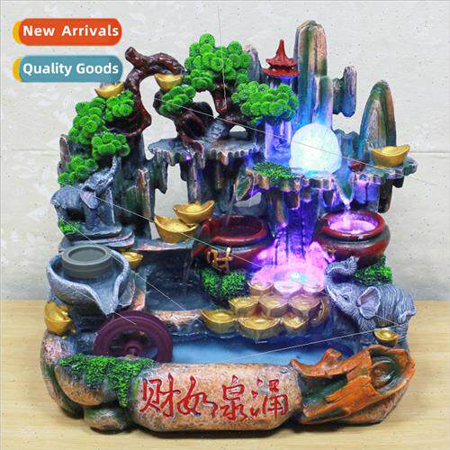 Large rockery running fountain feng shui wheel fish pond wat