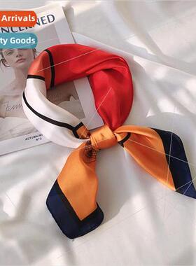 New temperament small square scarf silk scarf female tied ba