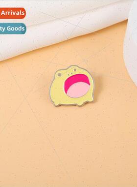 Big mouth frog brooch small animal paint metal badge croak c