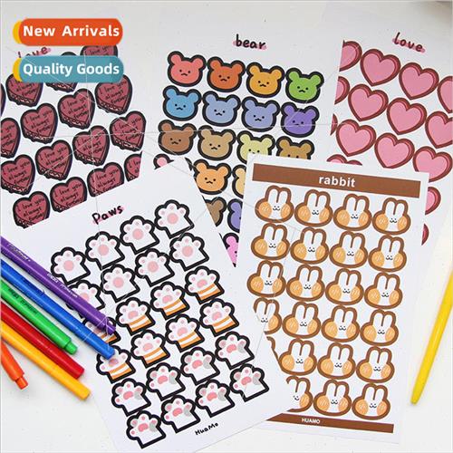 ins cartoon cute handbook stickers cat paw bear love bunny D