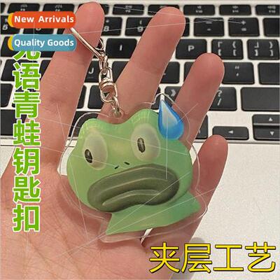 Spooky speechless frog acrylic keychain spoof fun cute girl