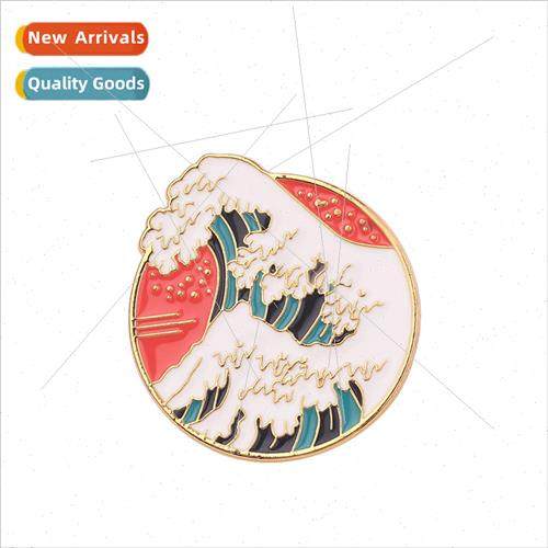 New cartoon wave round piece enamel brooch personalized meta