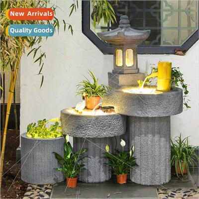 Rockery flowing fountain graphite large villa garden landsca