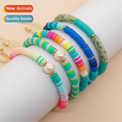 Design Bohemian Style Candy Color Soft Ceramic Bracelet Set