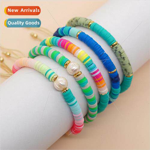 Design Bohemian Style Candy Color Soft Ceramic Bracelet Set