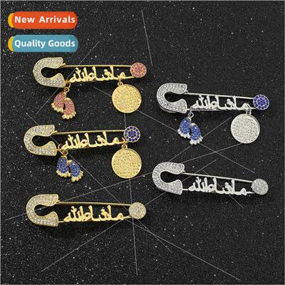 Full diamond feet letters metal brooch advanced exquisite pe