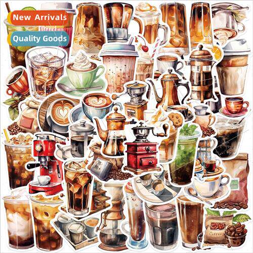 50pcs Coffee Lovers Doodle Stickers Guitar Laptop ggage DIY