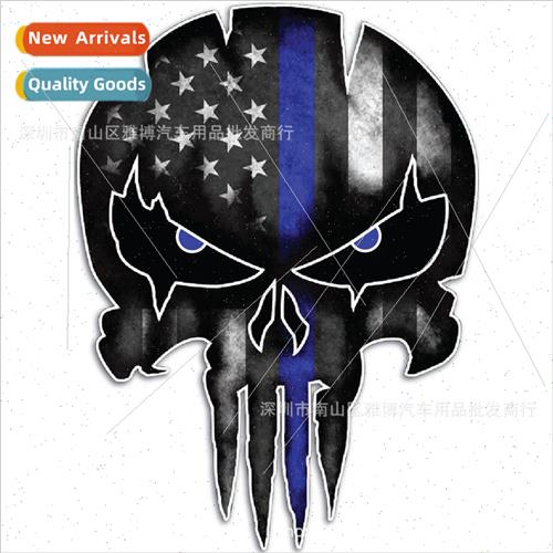 D-763 Blue ne Skull Body Stickers Punisher Skull Motorcycle