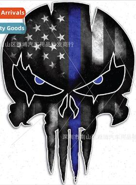 D-763 Blue ne Skull Body Stickers Punisher Skull Motorcycle