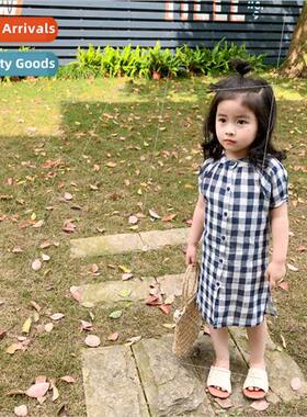 childrens clothing 2021 summer new Japanese plaid dress litt